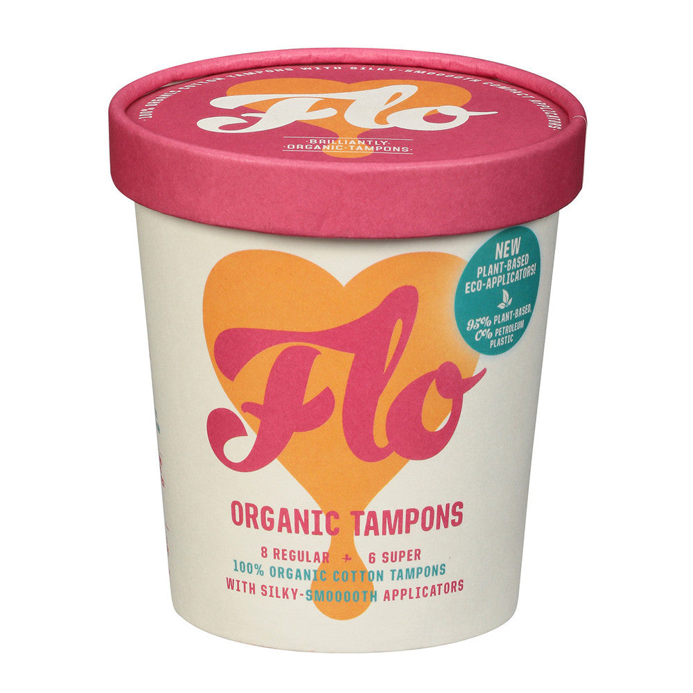 Flo Organic Tampons Eco Applicator 8 Regular and 6 Super, 14 Ea